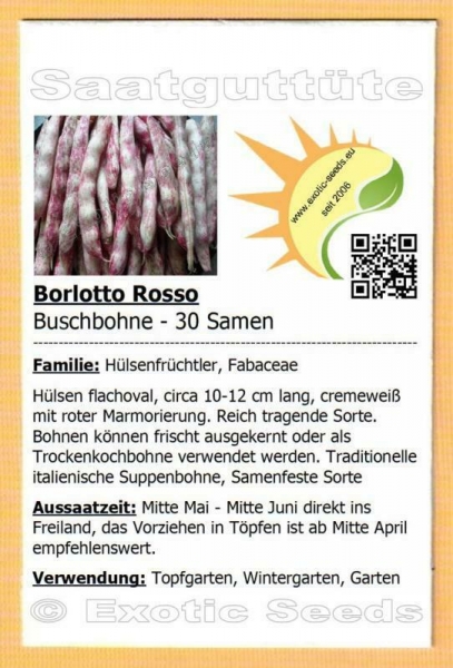 Borlotto Rosso, Buschbohne, 30 Samen